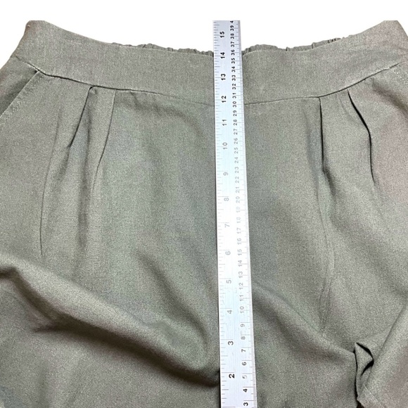 CI SONO Linen Blend Olive Green Wide Leg High Rise Trousers Pull On Style Sz XL - Picture 7 of 10